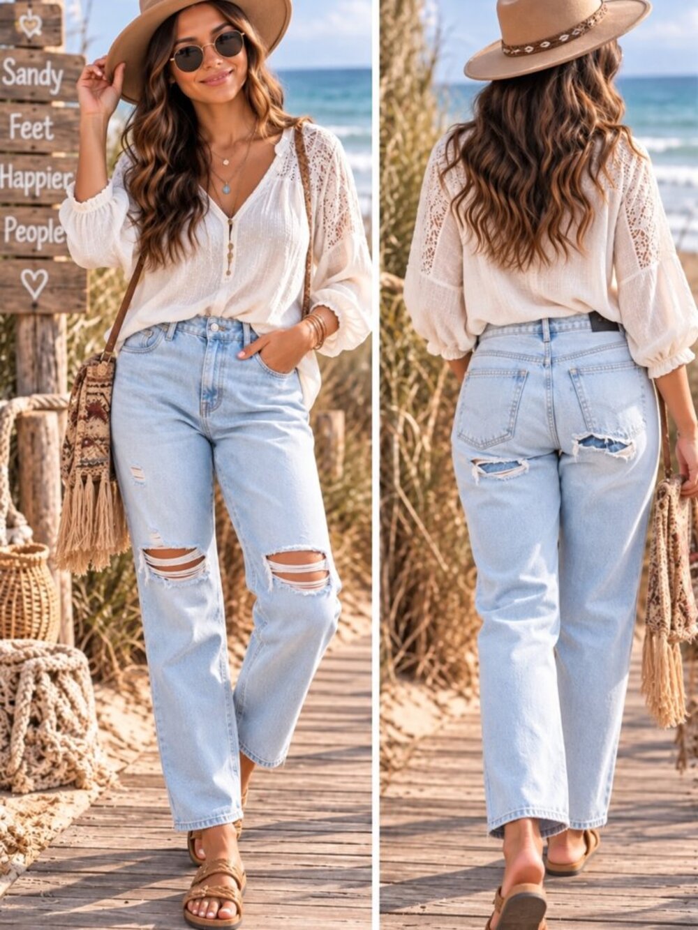 Levi's Jeans Slim Straight High Rise Light Wash Denim Distressed Button Fly 🆕️